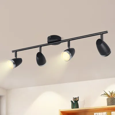 Image de ZMH Spot de plafond à LED 16W Moderne Noir 4 Flammes Blanc Chaud 3000 K orientable 350°Plafonnier pour salon couloir salle à manger cuisine