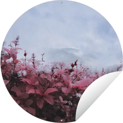 Produktbild von MuchoWow® Gartenposter Outdoor-Poster Rund Blumen im Nebel Ø 90 cm Gartendeko Rundes Poster draußen