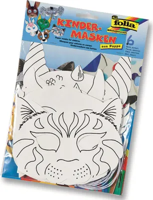 Produktbild von Folia Kindermaske 'Tiere' aus Pappe, mit Gummi, weiß (6 Stück)