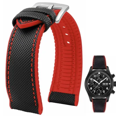 Image de Bracelet de montre en caoutchouc fluoré, souple, étanche, de 20 à 24 mm, pour montre