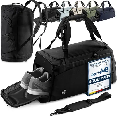 Productafbeelding van Sporttas Rugzak - Reistas Weekendtas - Fitness Training - Met Schoenenvak - 55 x 26 x 29 cm - Zwart