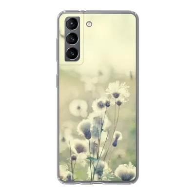 Produktbild von MuchoWow® Handyhülle Schutzhülle Hülle für Samsung Galaxy S21 Blumen - Feld - Weiß Silikon Softcase Handy Hülle - Softcase