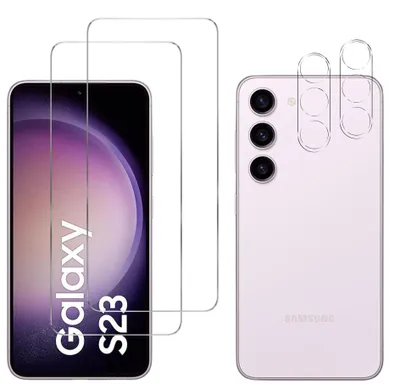 Produktbild von Gehäuse aus gehärtetem Glas für Samsung Galaxy S23 und Kameraschutz [2er-Pack] Displayschutzfolie  Phonillico®