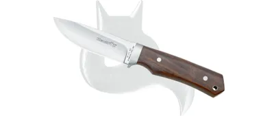 Image de FOX - Couteau fixe de chasse au renard noir, bois HDL, avec étui cuir