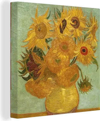 Obrázek produktu pro OneMillionCanvasses® - Obraz na plátně - Slunečnice - Obraz od Vincenta van Gogha, nástěnná malba, nástěnné dekorace obrazy obývací pokoj, 50x50cm