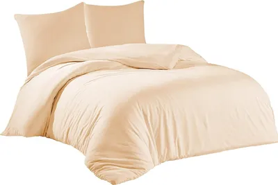 Produktbild von Bettwäsche 200x200 + 2er 80x80 cm Beige Bettbezug Baumwolle, 3-teilig