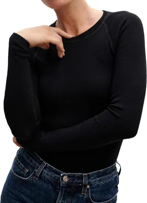Productafbeelding van Damestop van merinowol - Top met raglanmouwen - Merino shirt dames
