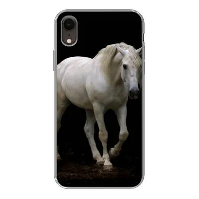 Produktbild von MuchoWow® Handyhülle Schutzhülle Hülle für iPhone XR Pferde - Nutztiere - Schwarz Silikon Softcase Handy Hülle - Schutzdeckel