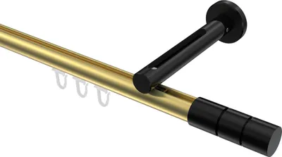 Produktbild von Interdeco Innenlaufstange / Gardinenstange mit Innenlauf Messing-Optik / Schwarz, Typ Siteno Elanto (Rillenzylinder), 20 mm Ø 1-läufig, 360 cm