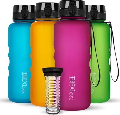 Produktbild von Famanu Trinkflasche 1,5l mit Fruchtbehälter - BPA-frei, auslaufsicher, für Sport und Outdoor
