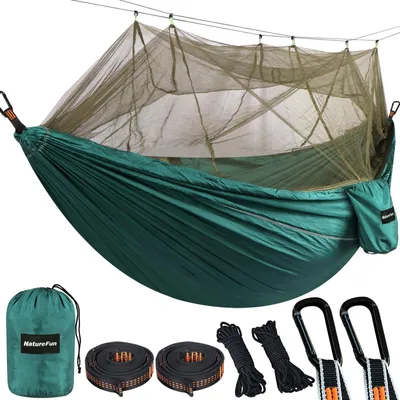 Imagen del producto de Hamaca de camping ultraligera con mosquitera, de 300 x 200 cm, con capacidad de carga de 300 kg