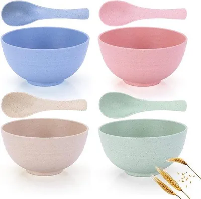 Imagen del producto de Juego de cuencos de plástico, 4 unidades, diámetro de 14 cm, sin BPA