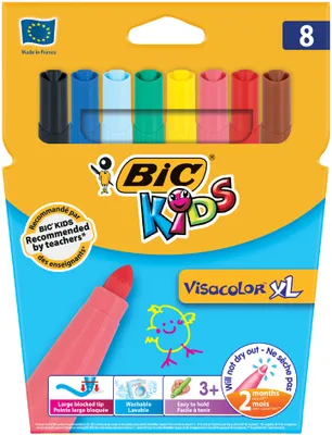 Image de Feutre de coloriage BIC KIDS Visacolor, étui carton de 8 pièces