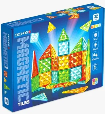 Produktbild von Magnetische Bausteine, Geomag Tiles Gems 4101, 32 Teile, Geometrische Formen, Kristalleffekt, 3+ Jahre