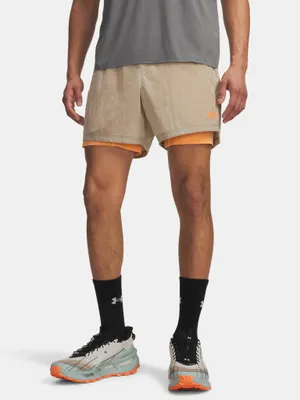 Zdjęcie produktu dla Spodenki Under Armour M Trail Run 5' z podszewką – kolor city khaki, rozmiar: XL
