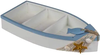 Produktbild von Schreibtischschubladen - Marine-Thema - 1 Stück - Blauw/Weiß - Holz - 42x20,5x6,5 cm