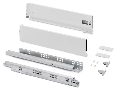 Immagine prodotto di Cassetto esterno Vertex con regolazioni 3D altezza 131 mm -  60 kg -  profondità 500 mm -  acciaio -  verniciato in bianco