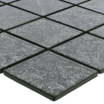 Produktbild von Mosaikfliesen Glas Kandila Schwarz 48x48x4mm
