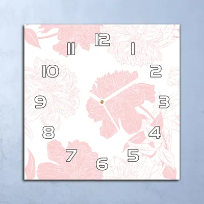Produktbild von Deko Glasuhr Wanduhr 30x30 Rosa Blumen Quarz Küchenuhr Bürouhr