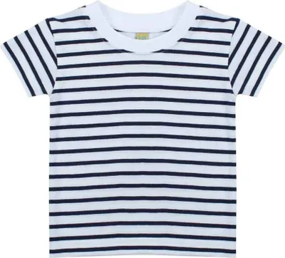 Produktbild von Larkwood - T-Shirt Rundhalsausschnitt für Kinder PC5955 (92) (Weiß/Marineblau)