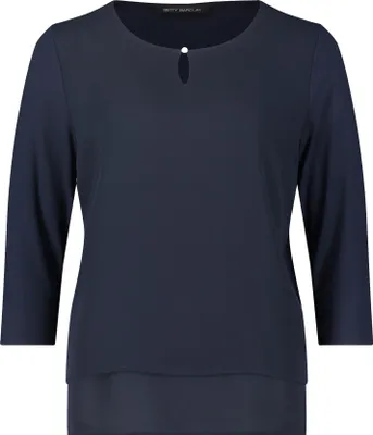 Produktbild von Betty Barclay Blusenshirt figurumspielend, Rundhals, Tropfen-Ausschnitt, 3/4 Arm, 64 cm Länge