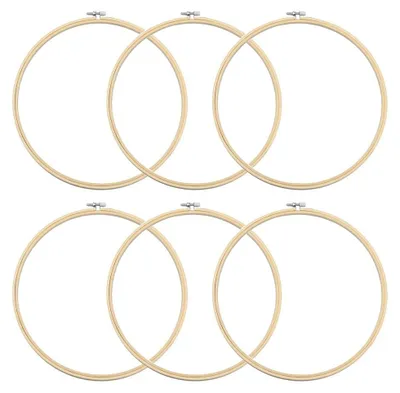 Borduurframe-Set, 6 Stück, 25 cm, Holz, rund, verstellbar