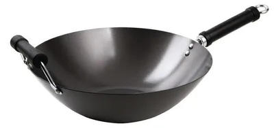 Productafbeelding van KitchenCraft: World of Flavours - Kleine wok, geschikt voor inductiekookplaten, gemaakt van koolstofstaal, met antiaanbaklaag, 20 cm
