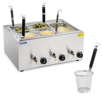 Image de Contenant pour pâtes - Contenant multifonctionnel - Contenant pour raviolis - Acier inoxydable - 3 compartiments avec robinet de vidange
