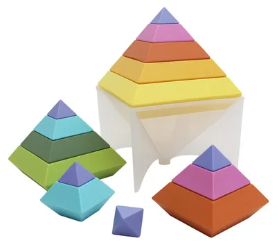Zdjęcie produktu dla GOWI 352-00301 Piramida "Regenbogen" - zestaw 15 elementów, zabawka edukacyjna