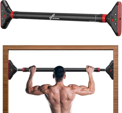 Productafbeelding van Deur-optrekstang zonder boren, verstelbaar van 75 tot 94 cm, belastbaar tot 200 kg, zwart en rood