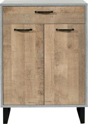 Produktbild von Schuhschrank - Betondekor - Eiche rustikal Nachbildung - B 80 cm - 2 Türen - 1 Schublade