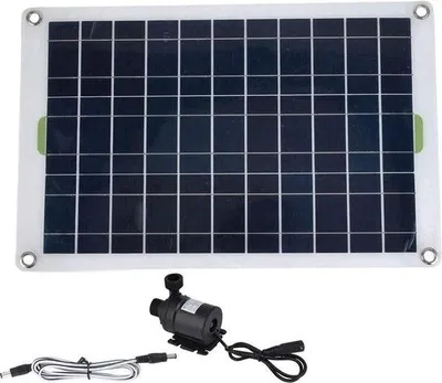 Image de Pompe à eau solaire 12V 800l/h 50 Watt - silencieuse - sans balais (courant continu) - filaire - arrosage du jardin.