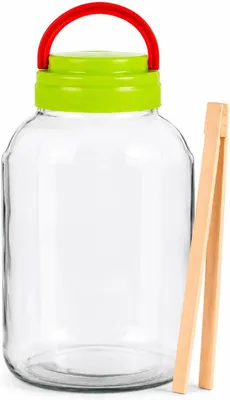 Produktbild von 4 L Gurkenglas mit Deckel und Holzzange – Einmachglas zum Fermentieren für Gurken, Sauerkraut, Kimchi und Vorräte