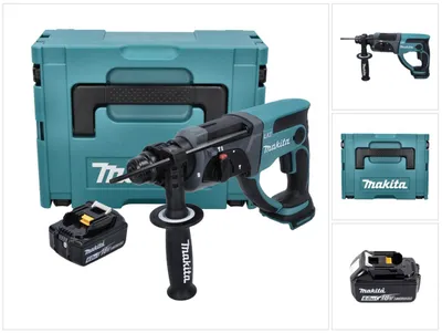 Obrázek produktu pro Akumulátorové kombinované kladivo Makita DHR 202 G1J 18 V 2,0 J SDS Plus + 1x akumulátor 6,0 Ah + Makpac - bez nabíječky