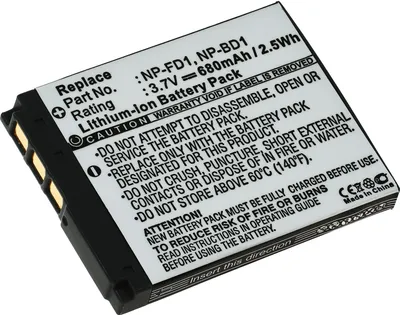 Produktbild von Ersatzakku Li-Ion für Sony NP-BD1 Digitalkamera 3,6V 680mAh, baugleich K5BD1