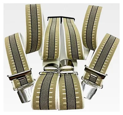 Produktbild von Hosenträger ELEGANT - ÖSTERREICH - VIENNA 35mm Breit in H-Form mit 4 starken Clips/Gestreift 02 Beige
