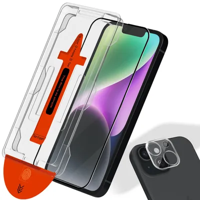 Produktbild von 1-Pack iPhone 14 Displayschutzfolie & 1-Pack Kameraschutz - Gehärtetes Glas | [Automatische Installation] - Blasenfrei