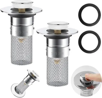 Produktbild von Famanu Abflussstopfen Set mit Haarfilter und schneller Abflussfunktion - Universalgröße