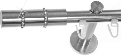 Produktbild von BASIT® Innenlauf Gardinenstange Edelstahl Look 16mm Wandträger 1-läufig modern Kristall H70 E26