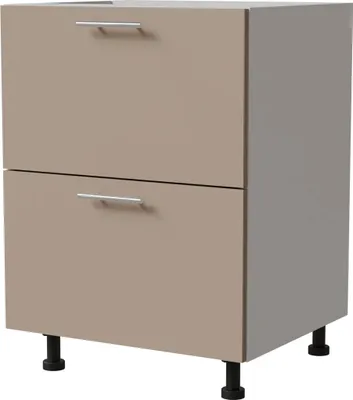 Produktbild von Schubladenunterschrank BRERRA 60cm HETTICH Vollauszug Farbe wählbar BR-D2A/60/1A,RAL 1016 graubeige Matt,weiß