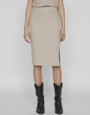Produktbild von Eleganter Bleistift Rock Gerippt Midi Stretch Skirt | L