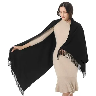 Produktbild von Damen Schal Winterschal - Kaschmir-Imitat ,Umhangtuch Weich,Elegant Lange Hochzeit Party Zubehör,Geschenke für Frauen,Absolutes Schwarz