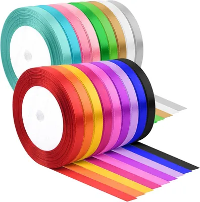 Produktbild von Satinband 18 Rollen, 6 mm x 22 m, 18 Farben, für Basteln