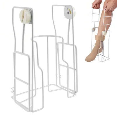 Produktbild von Sockenanziehhilfe, Strumpfanziehhilfe aus Metall, Strumpfanzieher mit versenkbarem Griff für Senioren, Hilfsmittel für Socken und Strümpfe