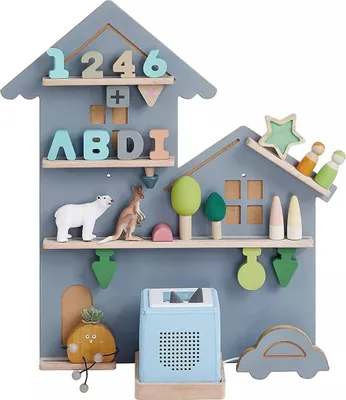 Productafbeelding van Binnen- en buitenboekenrek voor kinderen Khalilen – Uniek – Kindvriendelijk – Boekenrek voor kinderen, 5 planken, opbergkast voor kinderkamer – Hout