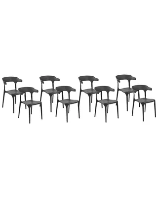 Produktbild von BELIANI Esszimmerstuhl 8er Set Schwarz Kunststoff Stapelbar Skandi Modern für Innen- und Außenbereich Garten Terrasse Balkon Wohnzimmer Esszimmer