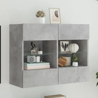 Produktbild von TV-Wandschrank mit LED-Leuchten Betongrau 78,5x30x60,5 cm 837102