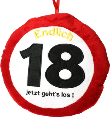 Produktbild von Trostkissen Plüsch 29x29c mit Jahreszahl 18 Jetzt gehts los