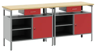 Obrázok produktu pre Sada pracovného stola 2 pcs Červená a šedá 200 x 55 x 85 cm
