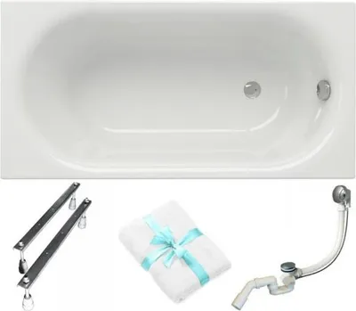 Produktbild von Cersanit | Badewanne - Wanne Rechteckig Octavia - 140 x 70 Cm - Mit Syphon Und Füßen - Acrylwanne - Weiß